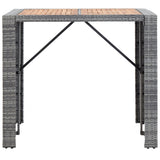 5 Piece Outdoor Bar Set Poly Rattan and Acacia Wood Grey - 45-Degree Angle