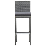 5 Piece Outdoor Bar Set Poly Rattan and Acacia Wood Grey - Low Angle