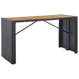 9 Piece Outdoor Bar Set Poly Rattan and Acacia Wood Black - Side View
