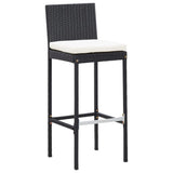 9 Piece Outdoor Bar Set Poly Rattan and Acacia Wood Black - Close-Up Angle