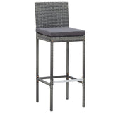 9 Piece Outdoor Bar Set Poly Rattan and Acacia Wood Grey - Top-Down View