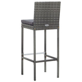 9 Piece Outdoor Bar Set Poly Rattan and Acacia Wood Grey - 45-Degree Angle