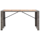 9 Piece Outdoor Bar Set Poly Rattan and Acacia Wood Grey - Rear View