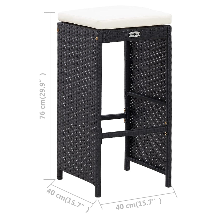 5 Piece Outdoor Bar Set Poly Rattan and Glass Black