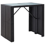 5 Piece Outdoor Bar Set Poly Rattan and Glass Black