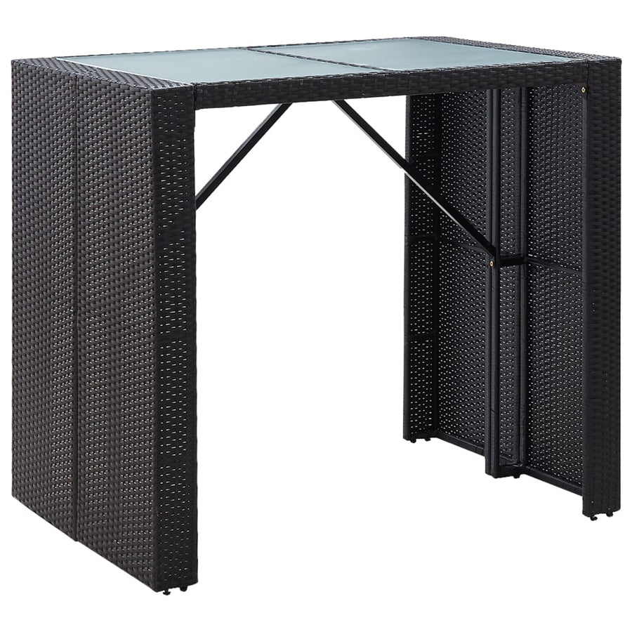 5 Piece Outdoor Bar Set Poly Rattan and Glass Black
