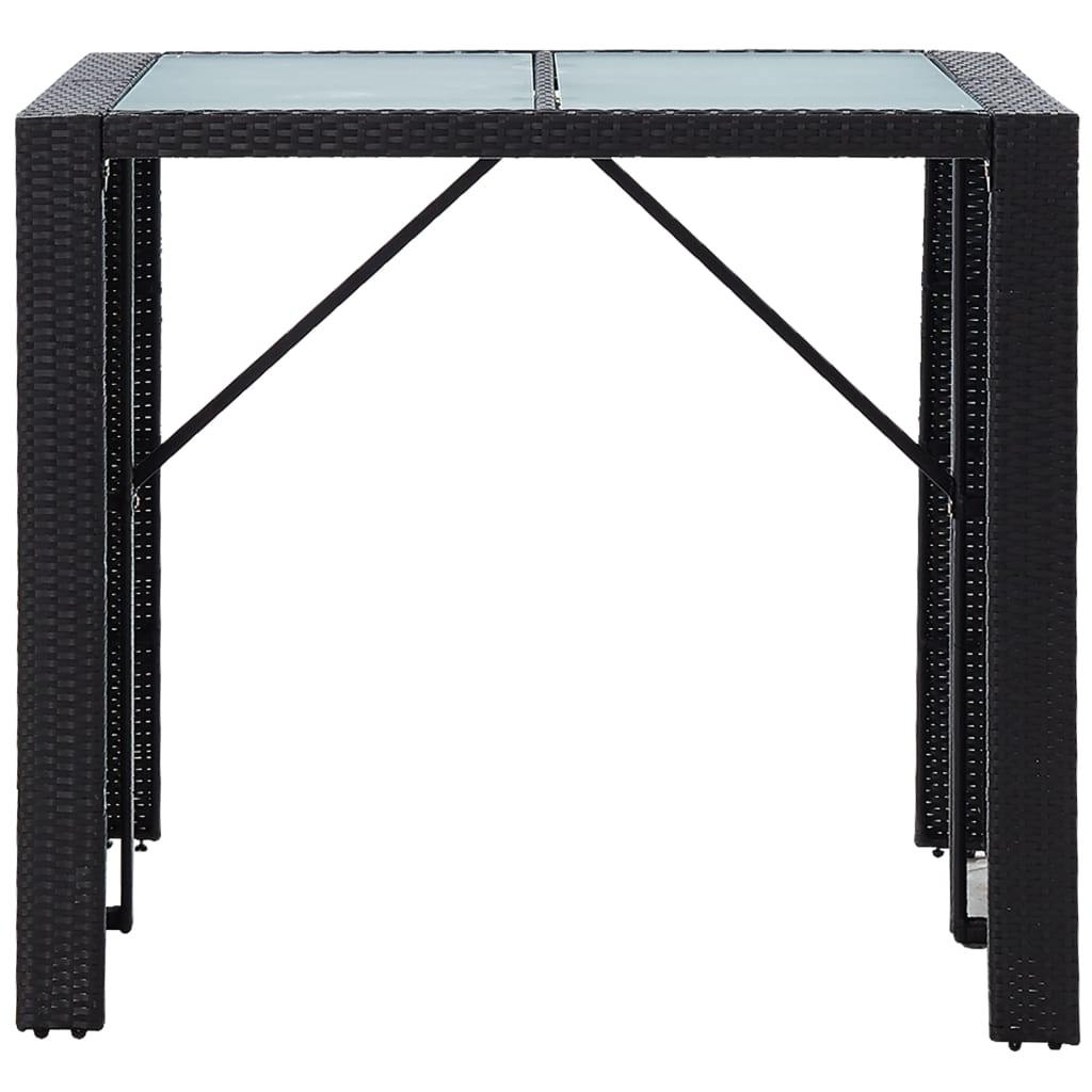 5 Piece Outdoor Bar Set Poly Rattan and Glass Black