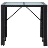 5 Piece Outdoor Bar Set Poly Rattan and Glass Black
