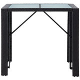 5 Piece Outdoor Bar Set Poly Rattan and Glass Black - 45-Degree Angle