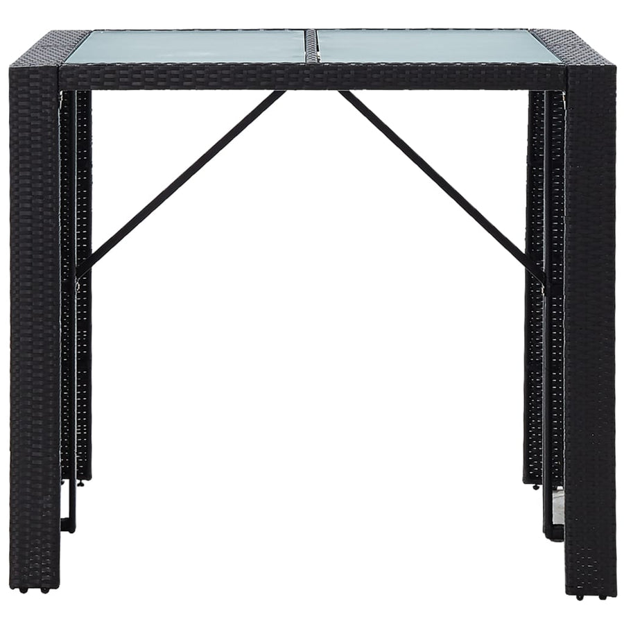 5 Piece Outdoor Bar Set Poly Rattan and Glass Black