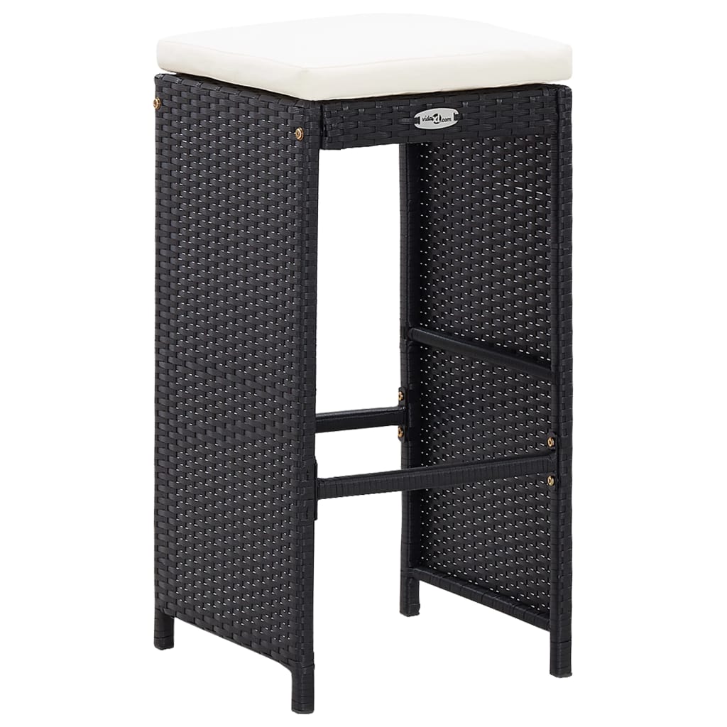 5 Piece Outdoor Bar Set Poly Rattan and Glass Black