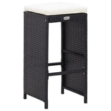 5 Piece Outdoor Bar Set Poly Rattan and Glass Black - Close-Up Angle