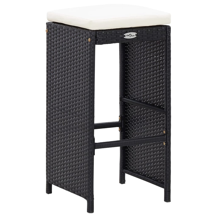5 Piece Outdoor Bar Set Poly Rattan and Glass Black