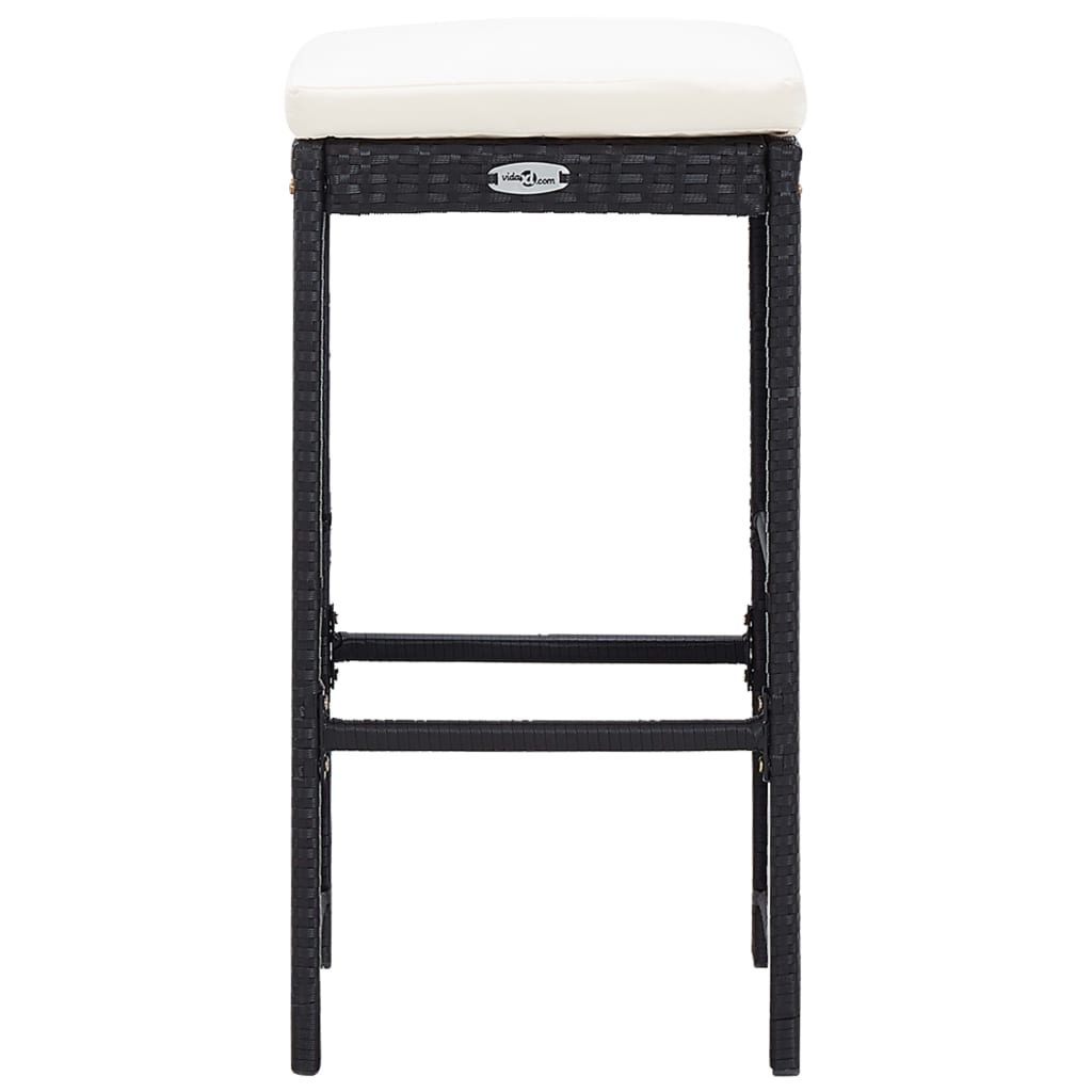 5 Piece Outdoor Bar Set Poly Rattan and Glass Black