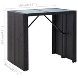 5 Piece Outdoor Bar Set Poly Rattan and Glass Black - Extra Image