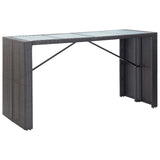 9 Piece Outdoor Bar Set Poly Rattan Black - Front View
