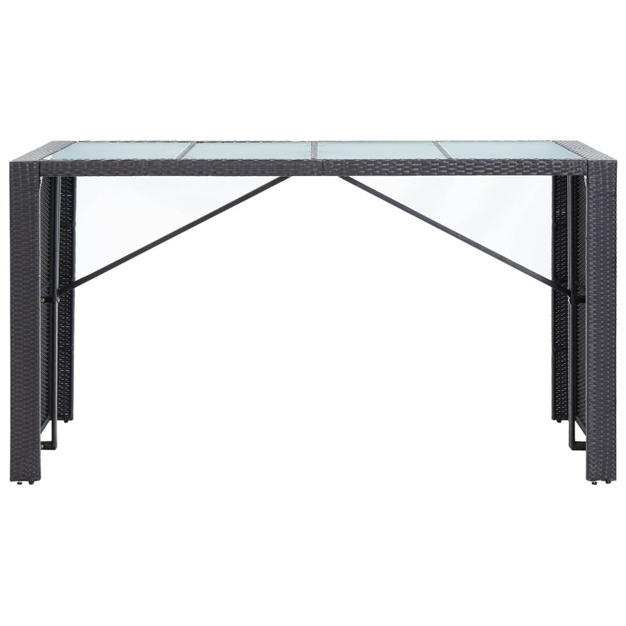 9 Piece Outdoor Bar Set Poly Rattan Black