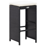 9 Piece Outdoor Bar Set Poly Rattan Black - 45-Degree Angle