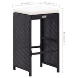 9 Piece Outdoor Bar Set Poly Rattan Black