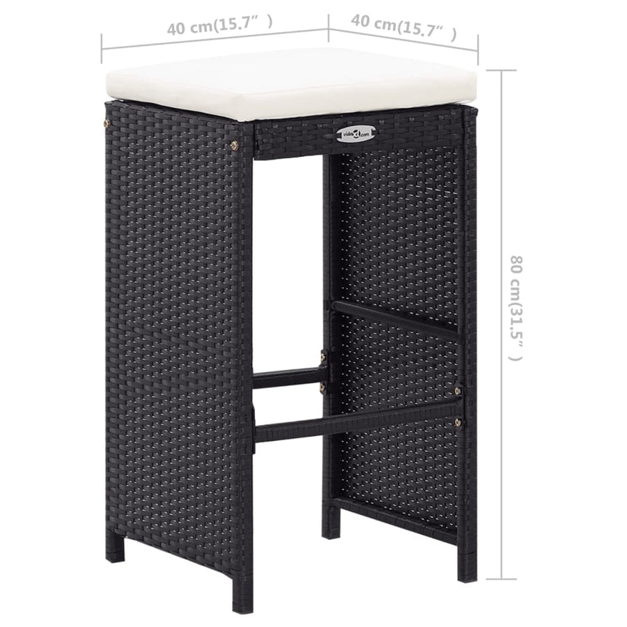 9 Piece Outdoor Bar Set Poly Rattan Black