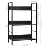 3-Layer Book Shelf Black 60x27.6x90.5 cm Engineered Wood - Close-Up Angle
