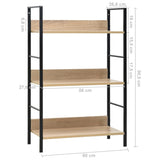 3-Layer Book Shelf Oak 60x27.6x90.5 cm Engineered Wood - Close-Up Angle