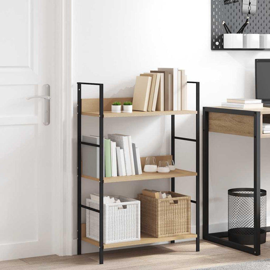 3-Layer Book Shelf Oak 60x27.6x90.5 cm Engineered Wood