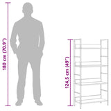 4-Layer Book Shelf Black 60x27.6x124.5 cm Engineered Wood - Extra Image