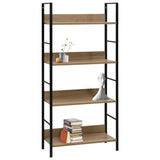 4-Layer Book Shelf Oak 60x27.6x124.5 cm Engineered Wood - Front View