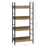 4-Layer Book Shelf Oak 60x27.6x124.5 cm Engineered Wood - Close-Up Angle