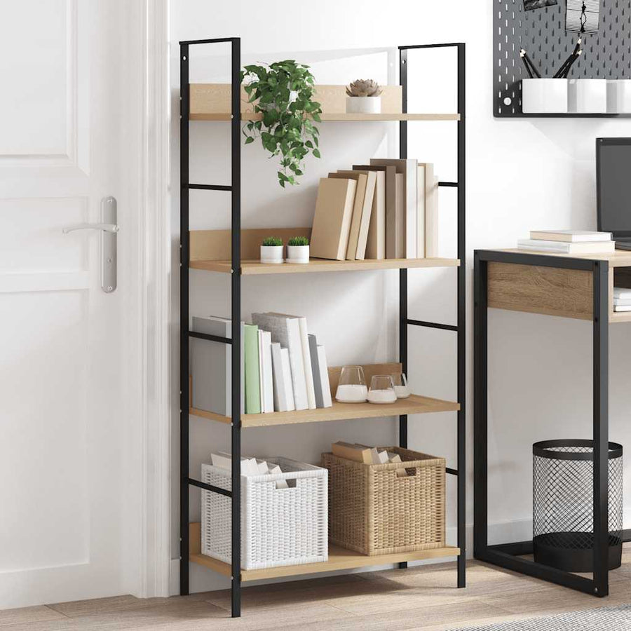 4-Layer Book Shelf Oak 60x27.6x124.5 cm Engineered Wood