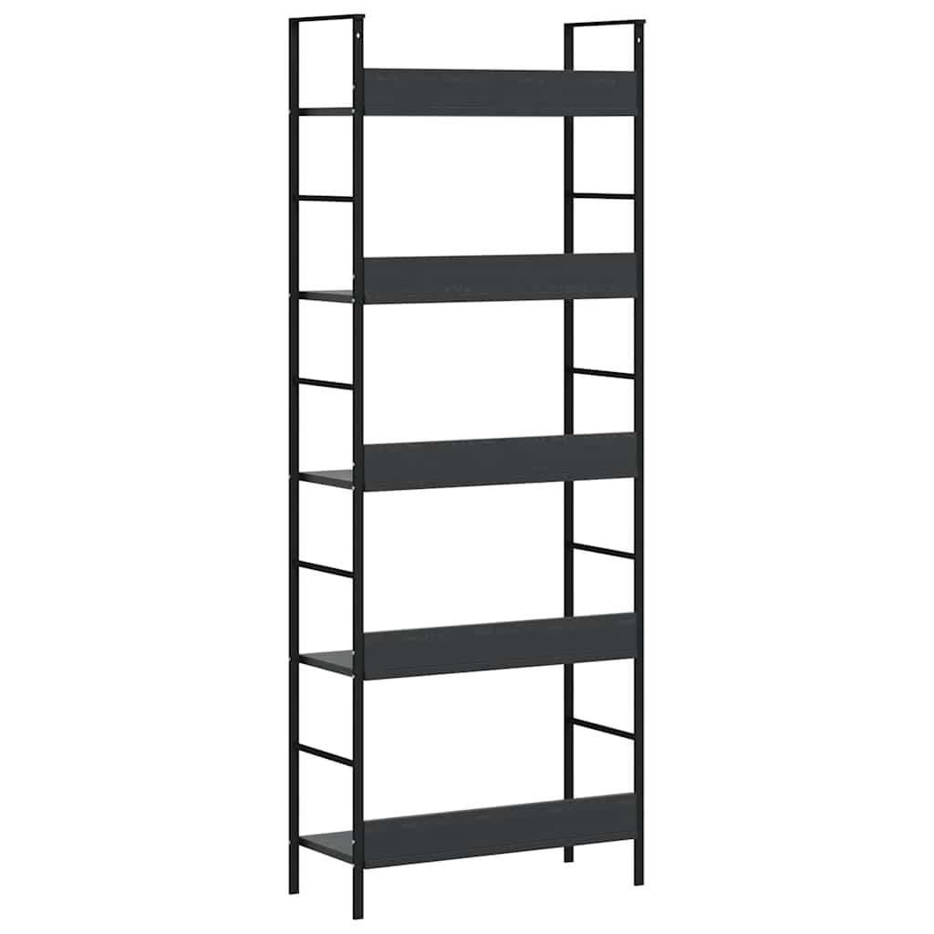 5-Layer Book Shelf Black 60x27.6x158.5 cm Engineered Wood