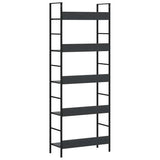 5-Layer Book Shelf Black 60x27.6x158.5 cm Engineered Wood - 45-Degree Angle