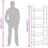 5-Layer Book Shelf Black 60x27.6x158.5 cm Engineered Wood