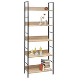 5-Layer Book Shelf Oak 60x27.6x158.5 cm Engineered Wood - Front View