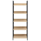 5-Layer Book Shelf Oak 60x27.6x158.5 cm Engineered Wood - Side View