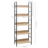 5-Layer Book Shelf Oak 60x27.6x158.5 cm Engineered Wood - Close-Up Angle
