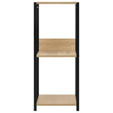 Small Straight Book Shelf Black and Oak 33.5x39.6x79.7 cm Engineered Wood - Side View
