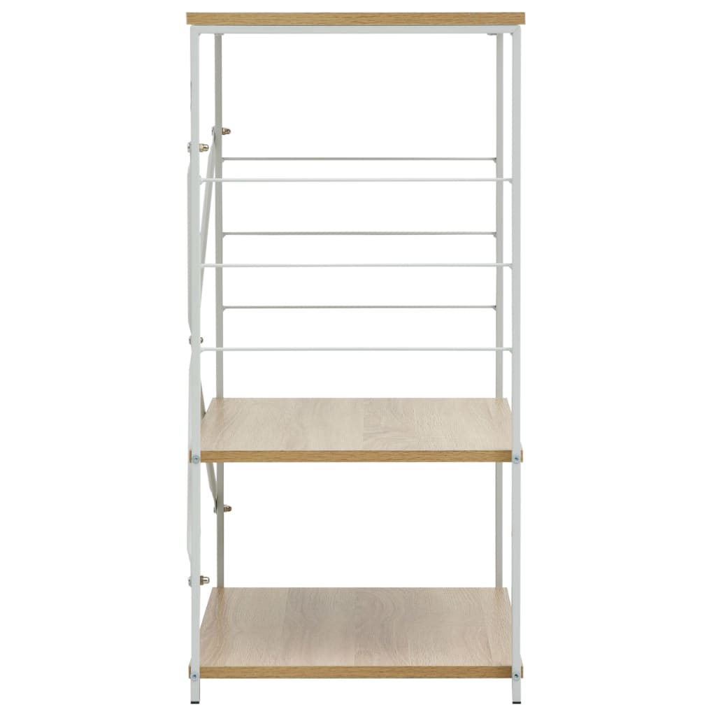 Microwave Cabinet White and Oak 60x39.6x79.5 cm Engineered Wood