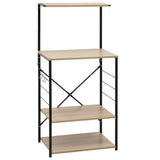 Microwave Cabinet Black and Oak 60x39.6x123 cm Engineered Wood - Front View