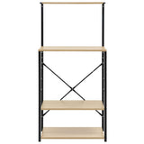 Microwave Cabinet Black and Oak 60x39.6x123 cm Engineered Wood - Side View