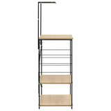 Microwave Cabinet Black and Oak 60x39.6x123 cm Engineered Wood - Top-Down View