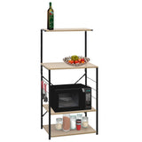 Microwave Cabinet Black and Oak 60x39.6x123 cm Engineered Wood