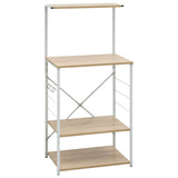 Microwave Cabinet White and Oak 60x39.6x123 cm Engineered Wood - Front View