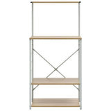 Microwave Cabinet White and Oak 60x39.6x123 cm Engineered Wood