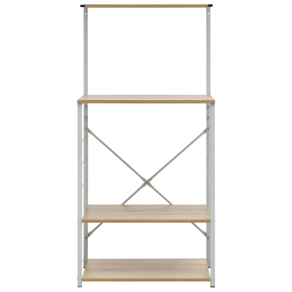 Microwave Cabinet White and Oak 60x39.6x123 cm Engineered Wood