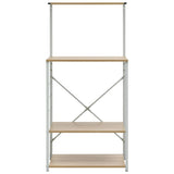 Microwave Cabinet White and Oak 60x39.6x123 cm Engineered Wood - Side View