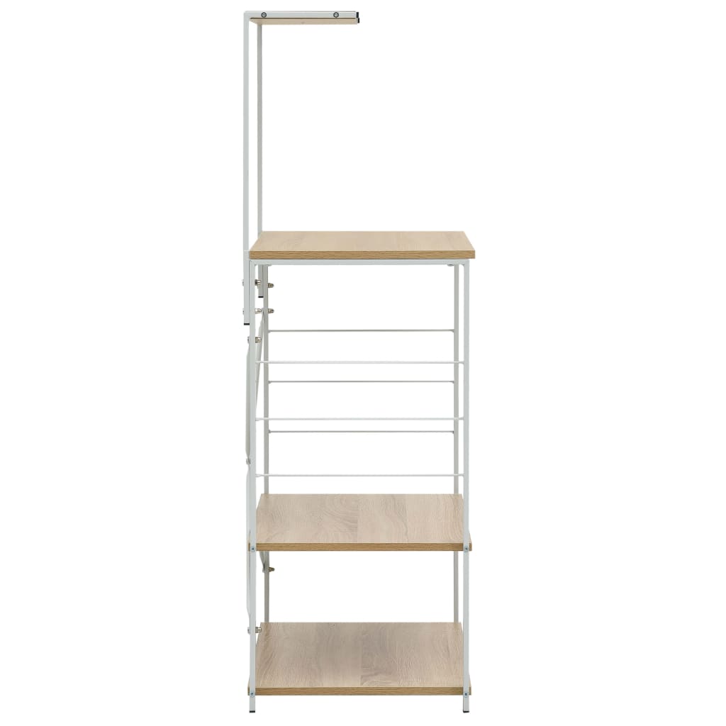 Microwave Cabinet White and Oak 60x39.6x123 cm Engineered Wood