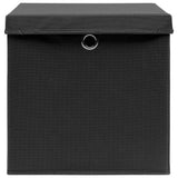 Storage Boxes with Lids 4 pcs Black 32x32x32 cm Fabric - Side View