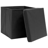 Storage Boxes with Lids 4 pcs Black 32x32x32 cm Fabric - Top-Down View